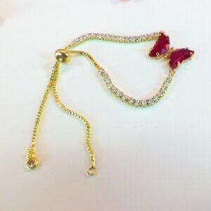 Ruby CZ Butterfly Bracelet